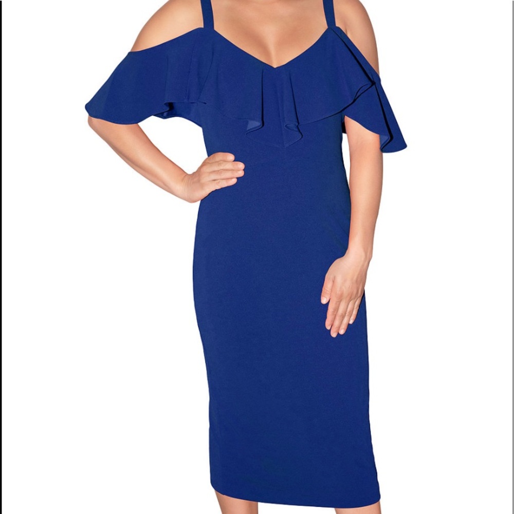 NWT Rachel Roy Off the Shoulder V- Neck Ruffle Dress Size S